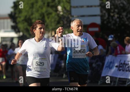 Madrid, Spanien. 09 Juni, 2019. Der amtierende Präsident der Regierung, Pedro Sanchez, nahmen an diesem Sonntag im VI-Rennen gegen geschlechtsspezifische Gewalt in Madrid Quelle: CORDON PRESSE/Alamy leben Nachrichten Stockfoto