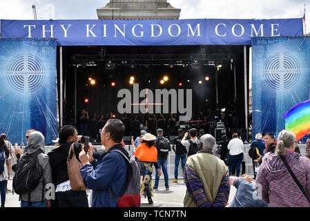 Trafalgar Square, London, UK. 9. Juni 2019. Christen feiern Pfingsten auf dem Trafalgar Square. Quelle: Matthew Chattle/Alamy leben Nachrichten Stockfoto