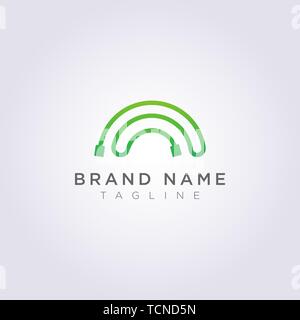 Design einer kabelgebundenen Logo mit Regenbogen Farben für Ihr Unternehmen oder Ihre Marke. Stock Vektor