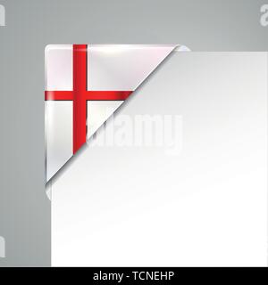 Metallische england Flagge Ecke isoliert Vector Illustration Stock Vektor