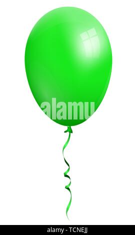 Einzige realistische Grün 3d-Ballon auf weißem Hintergrund Stock Vektor