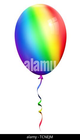 Einzige realistische Rainbow 3d-Ballon auf weißem Hintergrund Stock Vektor