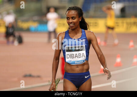 Rom, Italien, Juni 06: Genzebe Dibaba Äthiopien gewinnt den Frauen 1500 m Fall während der iaaf Diamond League 2019 Golden Gala Pietro Mennea in Rom Stockfoto