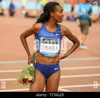 Rom, Italien, Juni 06: Genzebe Dibaba Äthiopien gewinnt den Frauen 1500 m Fall während der iaaf Diamond League 2019 Golden Gala Pietro Mennea in Rom Stockfoto