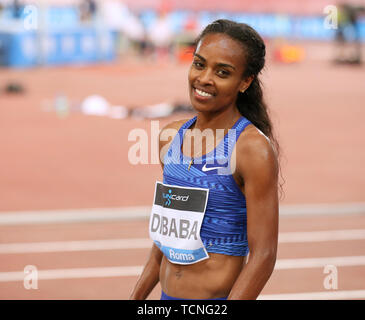 Rom, Italien, Juni 06: Genzebe Dibaba Äthiopien gewinnt den Frauen 1500 m Fall während der iaaf Diamond League 2019 Golden Gala Pietro Mennea in Rom Stockfoto