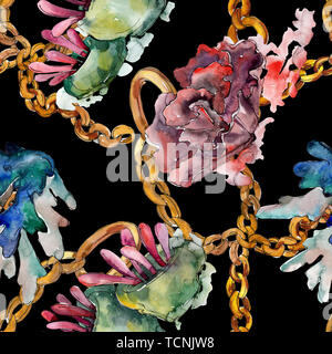 Bunte aquatische Unterwasser natur Korallenriff. Aquarell Abbildung. Aquarell Zeichnung mode Aquarelle isoliert. Nahtlose Hintergrund patter Stockfoto