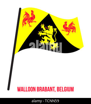 Wallonisch-brabant Flagge schwenkten Vector Illustration auf weißem Hintergrund. Provinzen Flagge von Belgien. Stockfoto