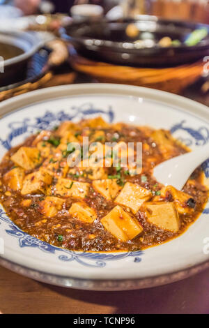 Ein Fach von Mapo Tofu close-up Stockfoto