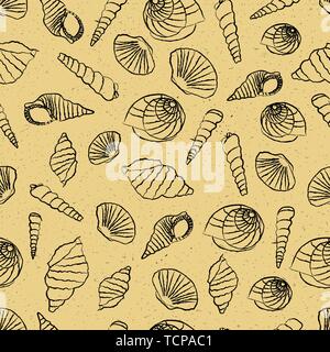 Muscheln am Strand nahtlose Muster Hintergrund Stock Vektor