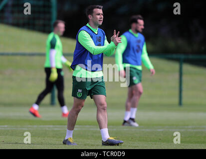 Seamus Coleman während des Trainings auf die FAI National Training Center, Abbotstown, Irland. Stockfoto