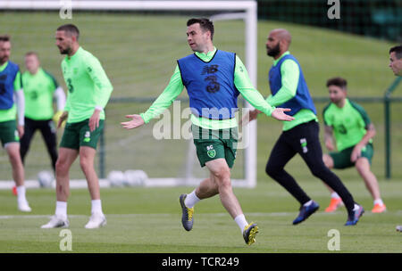 Seamus Coleman während des Trainings auf die FAI National Training Center, Abbotstown, Irland. Stockfoto