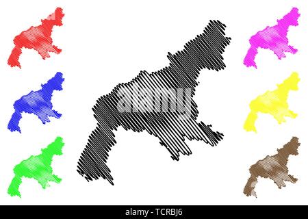 Süd-pyongan Provinz (Demokratische Volksrepublik Korea, Demokratische Volksrepublik Korea, DPR Korea, Provinzen Nord Korea) Karte Vektor-illustration, kritzeln Skizze Phyo Stock Vektor