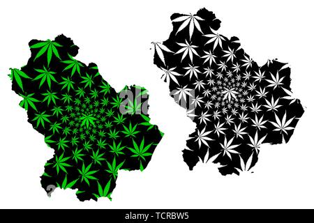 Basilikata (Autonome Region Italiens, Italienische Republik) Karte cannabis Blatt grün und schwarz ausgelegt ist, Basilicata Karte aus Marihuana (Marihuana, T Stock Vektor