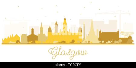 Glasgow Schottland Skyline der Stadt mit goldenen Gebäude isoliert auf Weiss. Vector Illustration. Business Travel und Tourismus Konzept. Stock Vektor