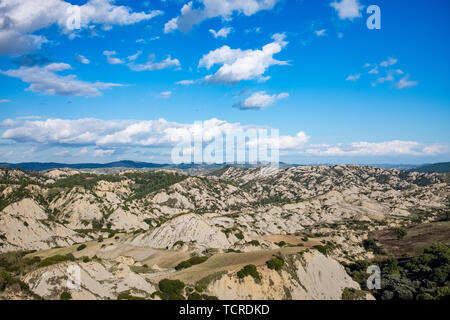 Badlands calanchi genannt. Landschaft der Region Basilicata. Der Provinz Matera, Italien Stockfoto