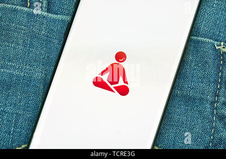 MONTREAL, KANADA - Dezember 23, 2018: Meditation android app 10 Prozent zufriedener auf Samsung S8-Bildschirm. Stockfoto