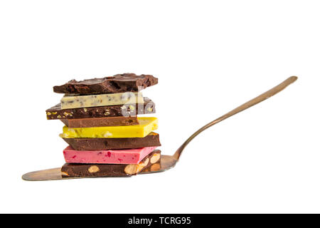 Cake Server mit Schokolade Stücke geladen. Stockfoto