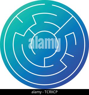 Kreis Labyrinth in blauen Gradienten Symbol, Vector Illustration isoliert auf weißem Stock Vektor