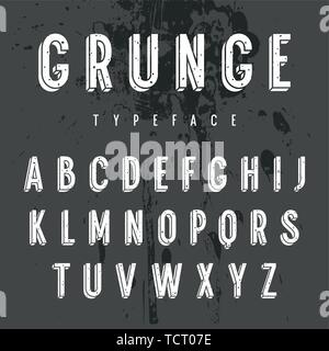 Vektor Grunge 3D-Alphabet. Vintage Sans Serif Font. Retro Style Schrift Stock Vektor