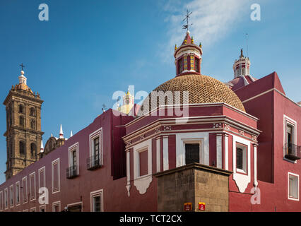 Puebla Cathedral ist eine römisch-katholische Kirche in der Stadt Puebla, im Bundesstaat Puebla, Mexiko. Stockfoto