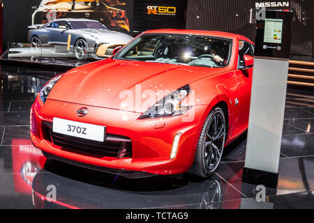 Genf, Schweiz, 07. März 2019: Nissan 370Z am Autosalon Genf, 2 Türen, 2-sitzer Sportwagen hergestellt von Nissan Stockfoto