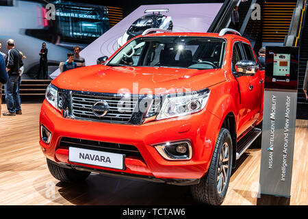 Genf, Schweiz, März 07, 2019 Nissan Navara Pickup Truck am Internationalen Automobilsalon in Genf, 3. Generation, NP 300 D23 Navara produziert von Nissan Stockfoto