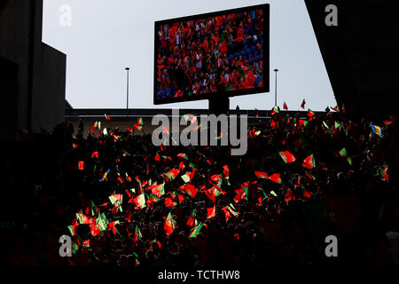 Porto, Portugal. 09 Juni, 2019. Portugal Fans vor dem UEFA Nationen Liga Finale zwischen Portugal und den Niederlanden im Estadio do Dragao am 09. Juni 2019 in Porto, Portugal. (Foto von Daniel Chesterton/phcimages.com) Credit: PHC Images/Alamy leben Nachrichten Stockfoto