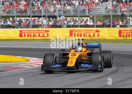 Montreal, Kanada. 09 Juni, 2019. Juni 09, 2019: McLaren Fahrer Carlos Sainz (55) von Spanien während der Formel Eins Grand Prix in Montreal, Circuit Gilles Villeneuve in Montreal, Quebec, Kanada Daniel Lea/CSM Credit: Cal Sport Media/Alamy leben Nachrichten Stockfoto