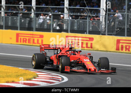 9. Juni 2019, Circuit Gilles Villeneuve, Montréal, Quebec, Kanada; Formel 1 Grand Prix von Kanada, Race Day; Scuderia Ferrari, Charles Leclerc drücken in den 3. Stockfoto