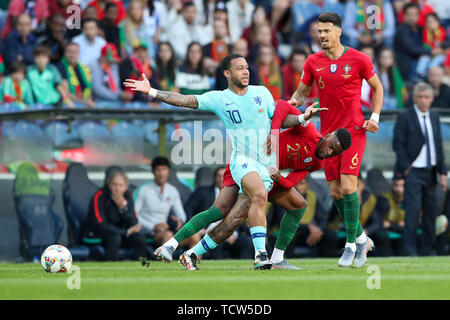 9. juni 2019 Porto, Portugal Fussball Finale Nations League Portugal gegen Niederlande Memphis Depay der Niederlande, Nelson Semedo von Portugal, Jose Fonte von Portugal Stockfoto