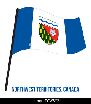 Northwest Territories Flagge schwenkten Vector Illustration auf weißem Hintergrund. Territorium Flagge von Kanada. Die richtige Größe, Proportion und Farben. Stockfoto