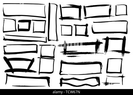 Eine Reihe von Formen der Bilder, die in Form von Quadraten und Rechtecken. Vector Hintergrund auf weißem Hintergrund. Farbe und Tinte Anschläge für Ihr Design Stock Vektor