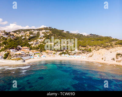 Luftaufnahme von Portitxol Barraca Strand in Javea, Spanien Stockfoto