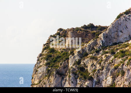 Granadella Castle in der Nähe von dem Strand in Javea, Spanien Stockfoto