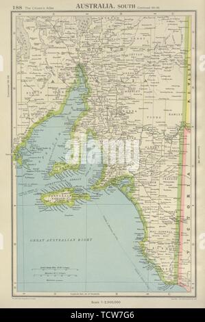 SOUTH AUSTRALIA zeigt Grafschaften Spencer Golf von St. Vincent. Bartholomäus 1947 Karte Stockfoto