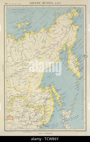 Asiatische Russland, Ost. Sibirien Jakutsk. Russische Sachalin. Bartholomäus 1947 Karte Stockfoto