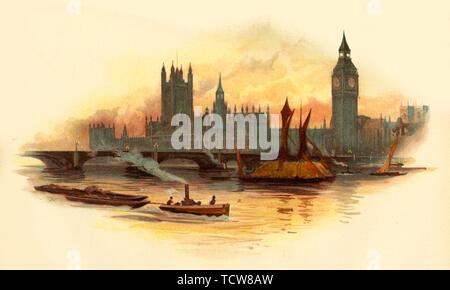 Die Houses of Parliament, Westminster, London, c 1890. Schöpfer: Unbekannt. Stockfoto