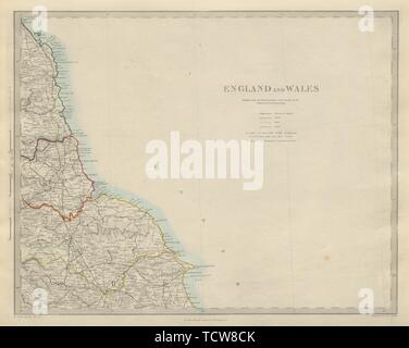 NORTH EAST ENGLAND KÜSTE. North York Moors. Yorkshire Durham & C. SDUK 1874 Karte Stockfoto