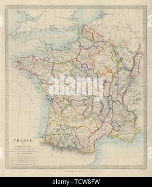 Frankreich IN DEN PROVINZEN. Zeigt Provinzen <1790. Original hand Farbe. SDUK 1874 Karte Stockfoto