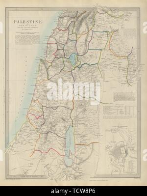 Palästina & Hauran. Israel Jordanien Syrien Libanon Jerusalem plan SDUK 1874 Karte Stockfoto