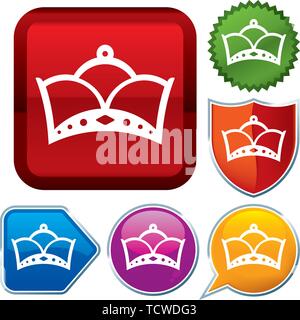 Vector Illustration. Setzen Sie glänzende Symbol Serie auf den Schaltflächen. Königin. Stock Vektor