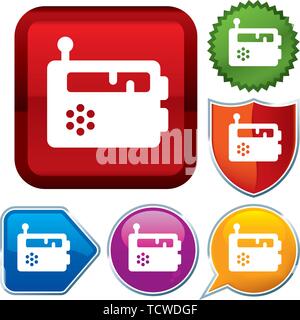 Vector Illustration. Setzen Sie glänzende Symbol Serie auf den Schaltflächen. Radio. Stock Vektor