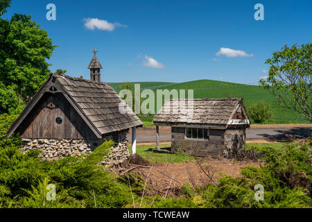 Eine Gruppe von restaurierten alten Bauernhaus in der Nähe von Palouse, Washington, USA. Stockfoto