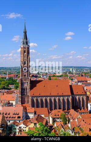 St. Martin Kirche und Altstadt, Blick von der Burg Trausnitz, Landshut, Niederbayern, Bayern, Deutschland Stockfoto