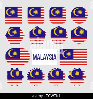 Malaysia Fahne Sammlung Abbildung Icons Set Vector Stock Vektor