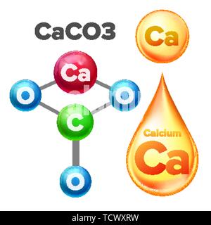 Molekulare Struktur Calciumcarbonat Caco3 Vektor Stock Vektor