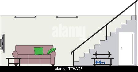 Keller mit Fittings - Diese Datei wird direkt in die 3-level Haus Vektor mit leeren Zimmer - bitte mein Portfolio für große Cutaway siehe Stock Vektor