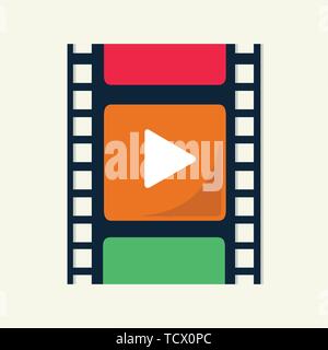 Filmstreifen mit Symbol Wiedergeben, Vektor, Abbildung Stock Vektor