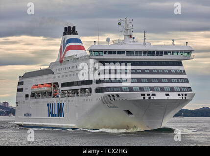 Tallink Romantika segeln Weg von Stockholm, Schweden Stockfoto