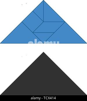 Tangram. Traditionelle Chinesische Zerlegungspuzzle, sieben Tiling Stücke - geometrische Formen: Dreieck, Quadrat, Parallelogramm Rhombus. Brettspiel für Kinder Stock Vektor